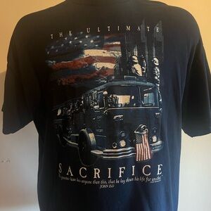 Original 2001 9/11 NY Mens XL Shirt & Bracelet FDNY PAPD NYPD Twin Towers Tshirt